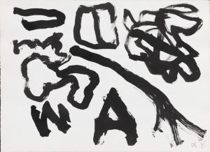 A.R. Penck, "o.t.", c. 1982 china ink on hand made paper 47,9 x 65,6 cm, © A.R. Penck
