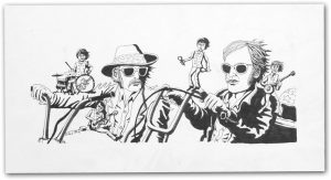 Neal Fox, "Easy Riders", n.d., ink on paper, 18,1 x 34,1 cm, © Neal Fox; Courtesy: Daniel Blau, Munich