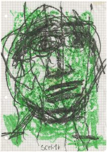 Karl-Heinz Schwind, "n. t. ", 2016, chalk and pencil on graph paper, 29,5 x 20,8 cm, © Karl-Heinz Schwind