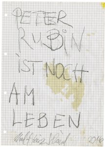Karl-Heinz Schwind, "Peter Rubin ist noch am Leben", 2016, pencil on graph paper, 29,5 x 20,8 cm, © Karl-Heinz Schwind