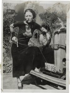 Bonnie Parker (Killer of Two Officers), photo taken by one of the Barrow Gang, silver gelatin print on glossy fibre paper, printed by April 20, 1933, 19,1 (20,5) x 14,0 (15,2) cm ©Daniel Blau Munich