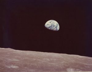 NASA, Earth Rise Over the Moon, colour print on semi-matte PE paper, printed c. 1971 27,6 (27,8) x 35,5 (37,5) cm