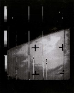 Nasa Mariner IV, "Man's First Close-Up Photograph of Mars", July 14, 1965, silver gelatin print on glossy fibre paper, printed July 15, 1965, 19,2 (20,5) x 24,0 (25,3) cm, ©Nasa, Courtesy Daniel Blau, Munich