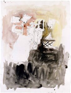 Georg Baselitz, "In the Days of War (Korzhev)", 2002, ink pen, watercolor, ink and gouache on paper, 203,5 x 151,8 cm, © Georg Baselitz
