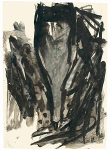 Georg Baselitz, "Flasche", 2002, china ink, gouache, charcoal on chamoise paper, 60,9 x 43,2 cm, © Georg Baselitz