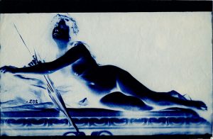 Gaudenzio Marconi, "Nude”, c. 1860s, cyanotype negative (from a glass negative), 16,7 x 25,7 cm, © Daniel Blau, Munich