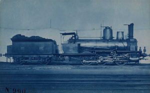 Unidentified Photographer "Steam Locomotiv ans Coal Car", 1910s, cyanotype, ©Daniel Blau Munich