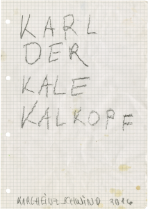 Karl-Heinz Schwind, "Karl der Kale Kalkopf", 2016, pencil on graph paper, 29,5 x 20.8 cm ©Karl-Heinz Schwind, courtesy Daniel Blau, Munich