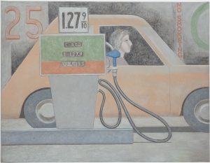 David Byrd (1926-2013), “Woman in Car, Filling Sation”, c.1981, 106,7 x 137,2 cm, ©David Byrd, courtesy Daniel Blau, Munich
