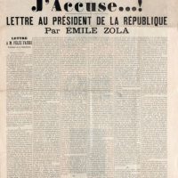 Front page cover of the newspaper L'Aurore for Thursday, January 13, 1898, with Émile Zola's open letter about the Dreyfus affair, source: Wikimedia Commons