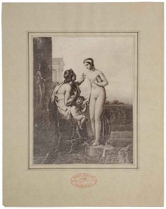 Louis Alphonse Poitevin (1819-1882) "Reproduction of an Illustration (Possibly Myth of Pygmalion)", c. 1861 - 1868 pigment process with ferric chloride and tartaric acid (single or double transfer) 18,5 (29,8) x 14,3 (23,0) cm