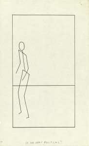 Matt Mullican, "n.t. (Is he very Political?)", 1974, rapidograph and photocopy on paper, 35,3 x 21,6 cm, © Matt Mullican, courtesy Daniel Blau, Munich