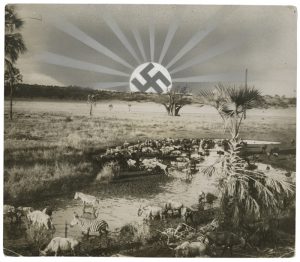 UFA-Kultureform S.K.S. News, "Expedition of Baron Von Dungern in East Africa", 1936, silver gelatin print with airbrush and retouchings on glossy fibre paper, 20,9 x 24,1 cm, © UFA-Kultureform S.K.S. News, courtesy Daniel Blau, Munich