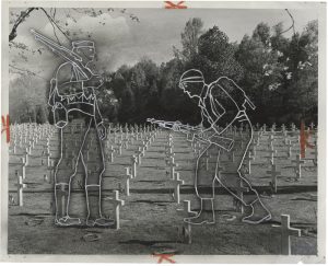 U.S. Army, "America Honors Its War Dead", May 3, 1957, silver gelatin print with airbrush, retouchings and crop marks in red crayon on glossy fibre paper, 19,2 (20,4) x 23,9 (25,2) cm, © U.S. Army, courtesy Daniel Blau, Munich