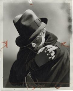 Unidentified Photographer, "n.t. (The Shadow)", March 14, 1931, silver gelatin print with retouchings, airbrush and crop marks in red crayon on glossy fibre paper, 23,5 (25,0) x 18,5 (20,1) cm, © Unidentified Photographer, courtesy Daniel Blau, Munich