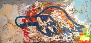 Per Kirkeby, "The Eagle”, 1974, oil and plant collage on masonite, 76 x 160 cm, ©Per Kirkeby