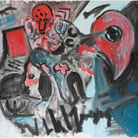 ar. Penck, "Besuch", 1978, acrylic on canvas, 180,3 x 144,2 cm, ©ar. Penck