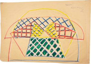 Markus Lüpertz (*1941) "Architektur II (Dithyrambisch)", 1964 pastel crayon, gouache on paper 39,6 x 55,9 cm © Markus Lüpertz