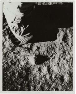 NASA · Apollo XI, "Neal Armstrong's Boot and Print in Lunar Soil", July 20, 1969, silver gelatin print on glossy fibre paper, printed in 1969, 24,0 (25,3) x 19,2 (20,5) cm, © NASA, courtesy Daniel Blau, Munich