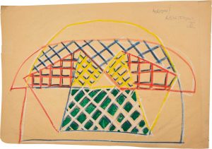 Markus Lüpertz (*1941), "Architektur III (dithyrambisch)", 1964, oil crayon, gouache on paper, 39,7 x 56 cm