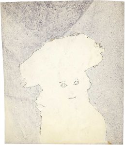 Andy Warhol (1928-1987), "n.t. (Female Head with Marbleized Background)", c. 1952 marbleized inks and ink on paper, 32 x 27,8 cm
