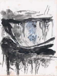 Georg Baselitz (*1939),"Höhle", 1976, gouache, ink and charcoal on 19th Century book page, 57,8 x 43,7 cm