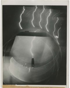 John Alger (1928 - ?) ""Lightning Watching" at the Empire State New York", August 18, 1948