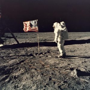 NASA · Apollo XI · Neil Armstrong, "Buzz Aldrin Standing on the Lunar Surface Beside the American Flag", July 20, 1969