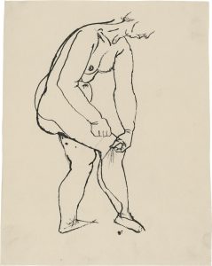George Grosz (1893-1956), "Stehender Akt, Strumpfband befestigend", 1913