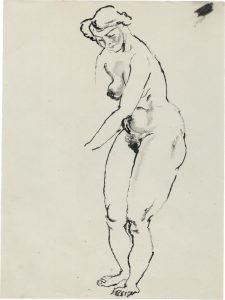 George Grosz (1893-1956), "Akt stehend, etwas gebeugt", 1913/14