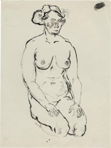 George Grosz (1893-1956), "Akt auf den Beinen hockend, Hände auf den Oberschenkeln", 1913/14