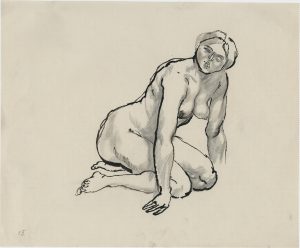 George Grosz (1893 – 1956), "Akt auf den Knien, Hände aufgestützt", 1915