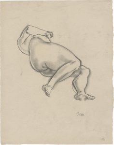 George Grosz (1893 – 1956), "Akt auf der linken Seite liegend, von unten betrachtet", 1916