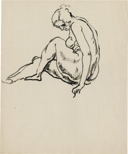 George Grosz (1893 – 1956), "Sitzender weiblicher Akt, nach links halb blickend", 1913/14