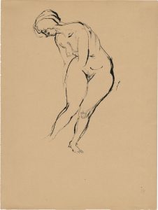 George Grosz (1893 – 1956), "Stehender weiblicher Akt, nach rechts gebeugt", 1913/1