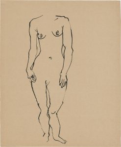 George Grosz (1893 – 1956), "Stehender weiblicher Akt, Hände auf den Oberschenkeln", 1914