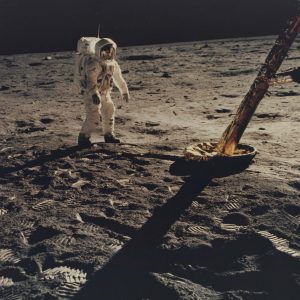 NASA · Apollo XI · Neil Armstrong, "Buzz Aldrin Next to LM 'Eagle' North Foot Pad", July 20, 1969
